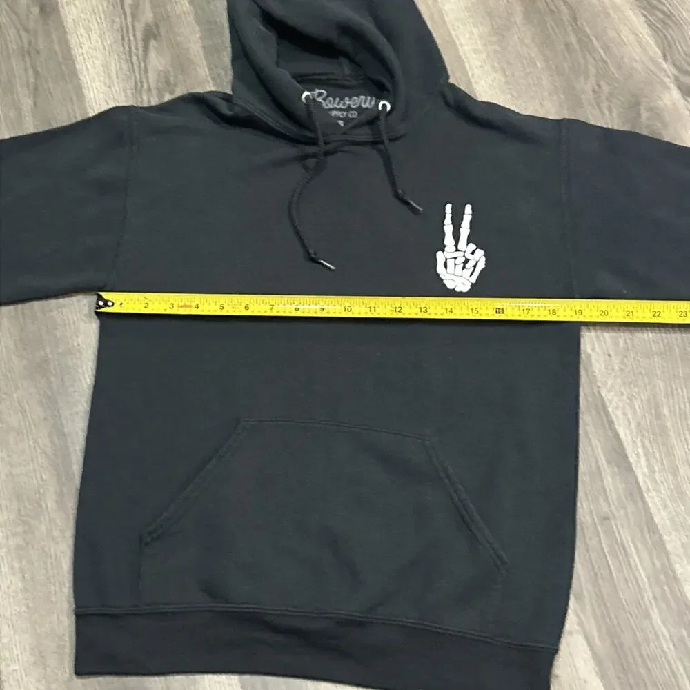 Men’s Small Bowery Supply Co. Black Skeleton Peace Hoodie